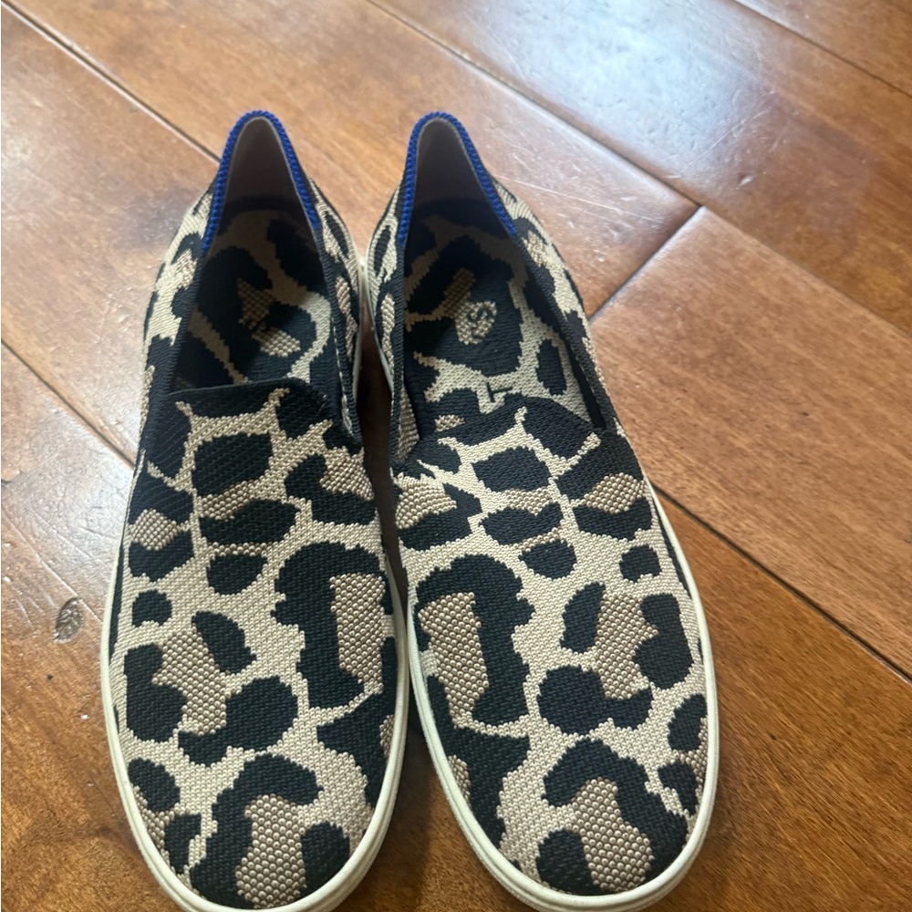 Rothy's Black and Tan Animal Print Sneakers